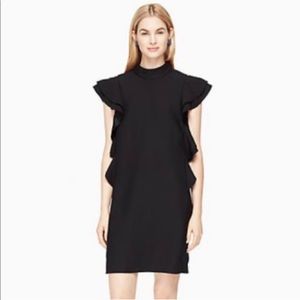 KATE SPADE black dress cocktail shift ruffle LBD mini women’s runway designer 0